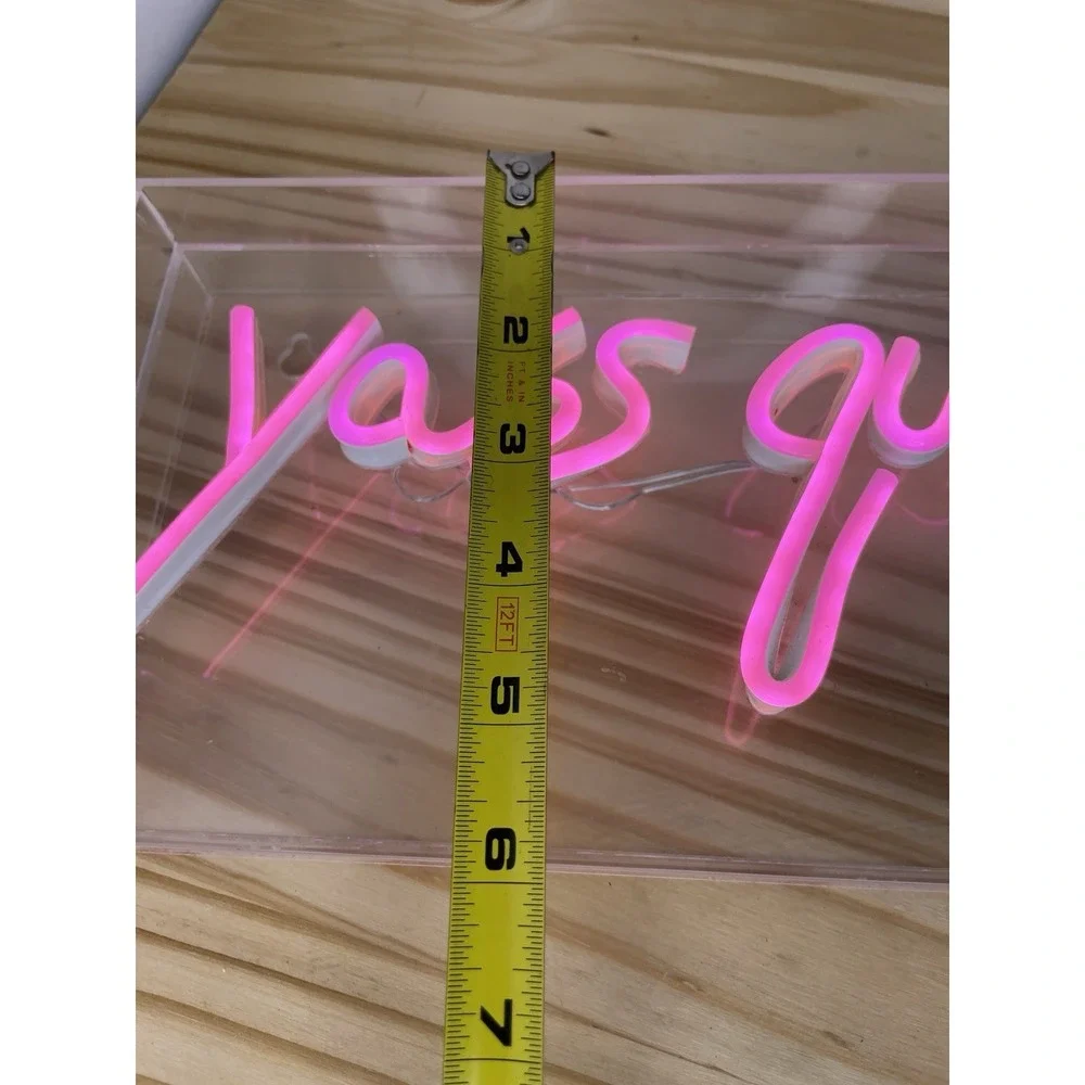 Pink Yass Queen LED Neon Light Sign Bedroom Girl Desk Dorm Lgbt Bar Salon USB